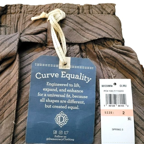 Democracy Shorts Absolution Olive Green Bermuda Fringe Edge Tie Size 2 JJ3070 - Picture 3 of 8